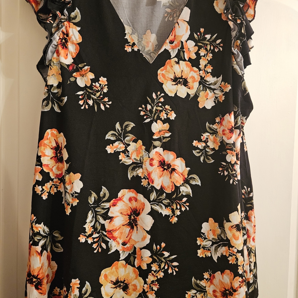 PerSeption Concept Vibrant Floral Ruffle Blouse